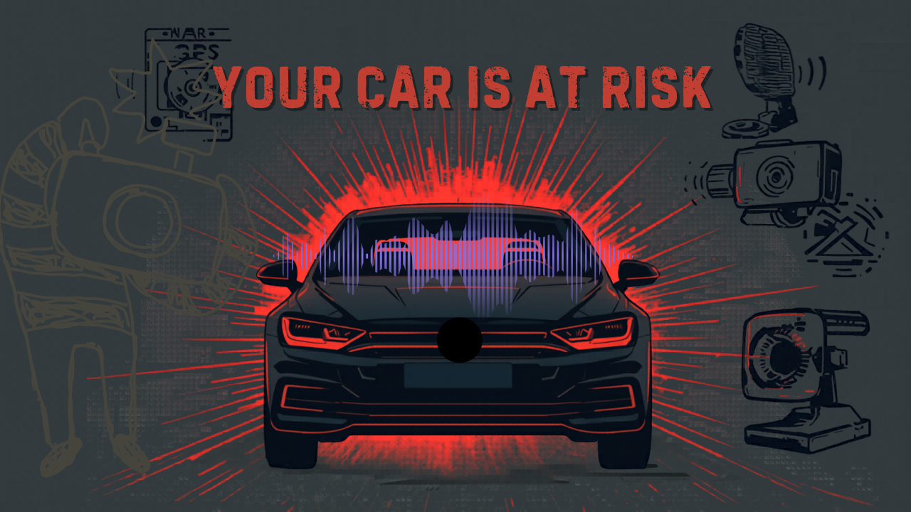 Dramatic Car Illustration with Security Elements