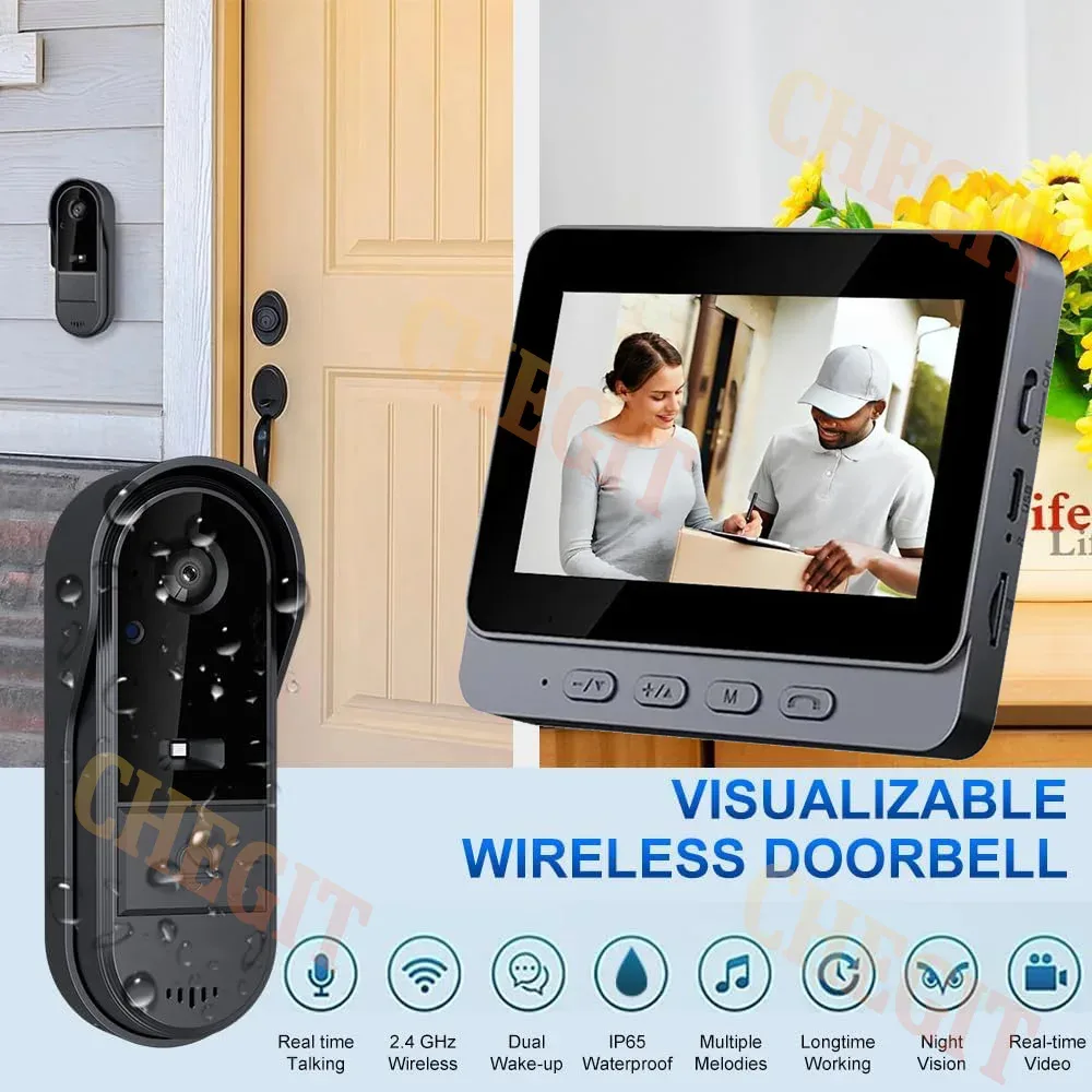360 Global 4.3-inch wireless video doorbell with indoor screen