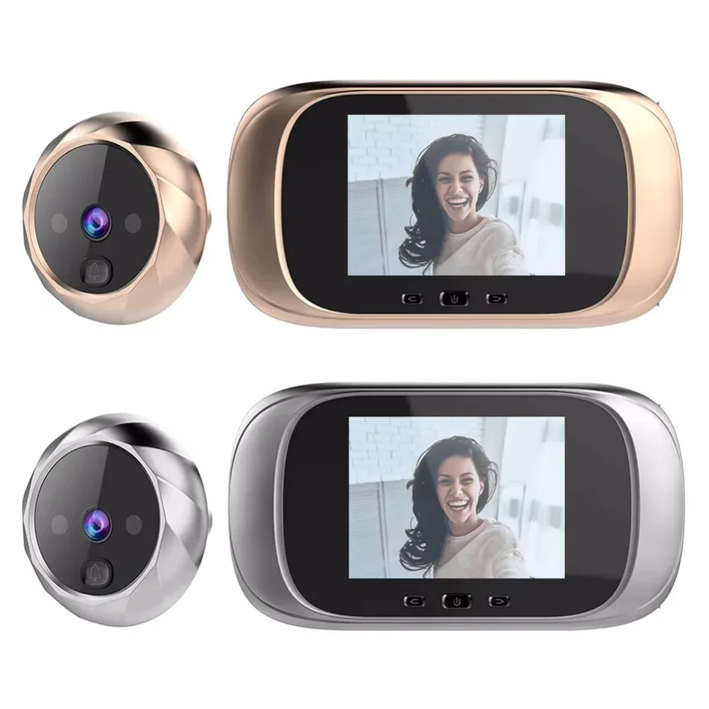 AC Digital 2.8-inch video doorbell peephole camera in gold and silver