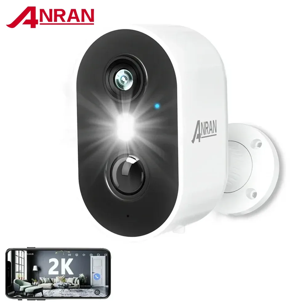 ANRAN 2K rechargeable battery Wi-Fi security camera with spotlight and motion sensor