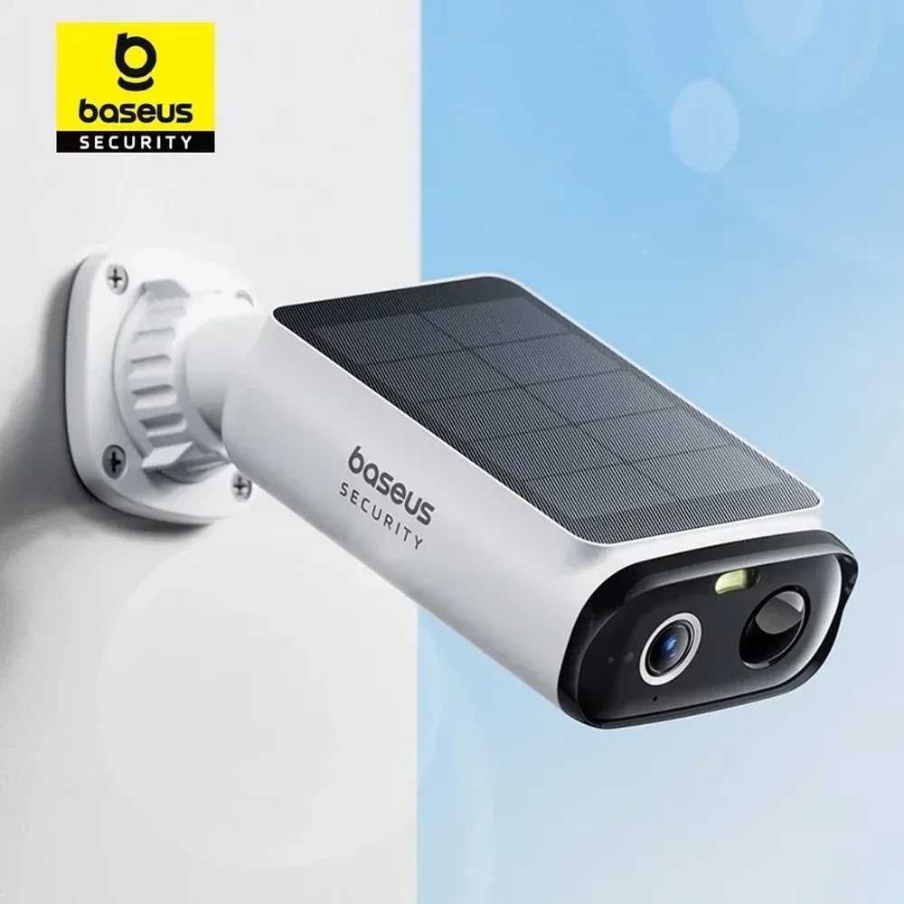 BASEUS S1 Lite solar-powered outdoor Wi-Fi security camera mounted on a wall