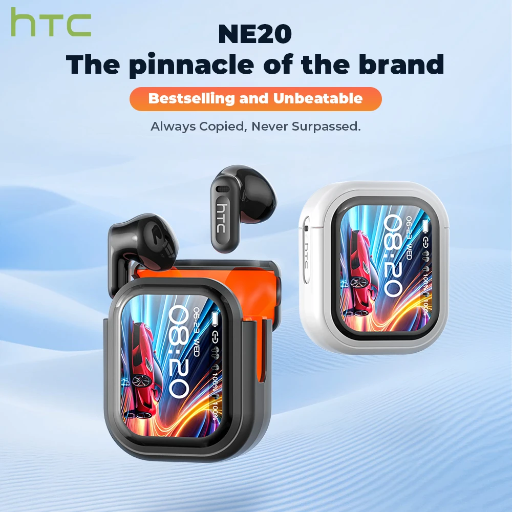 HTC NE20 in-ear ANC AI translation earbuds with touchscreen case