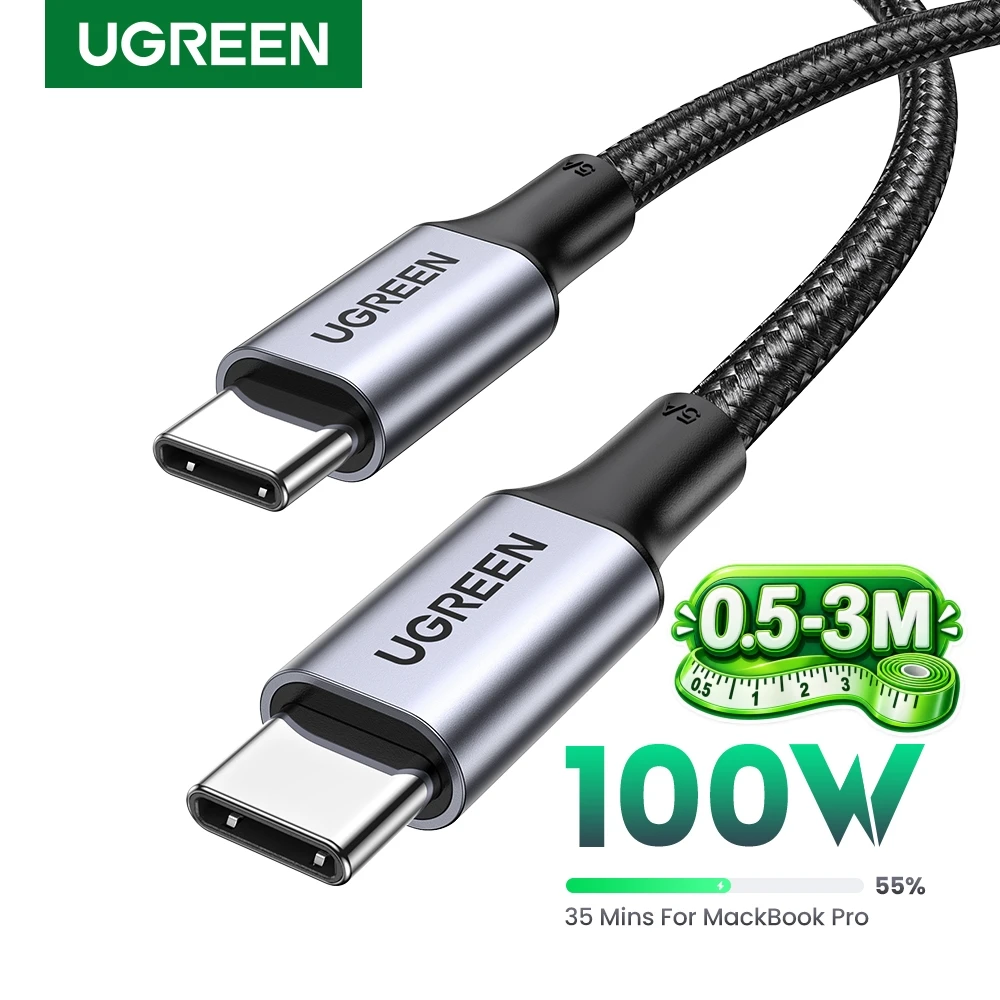 100W braided USB-C to USB-C fast charging cable