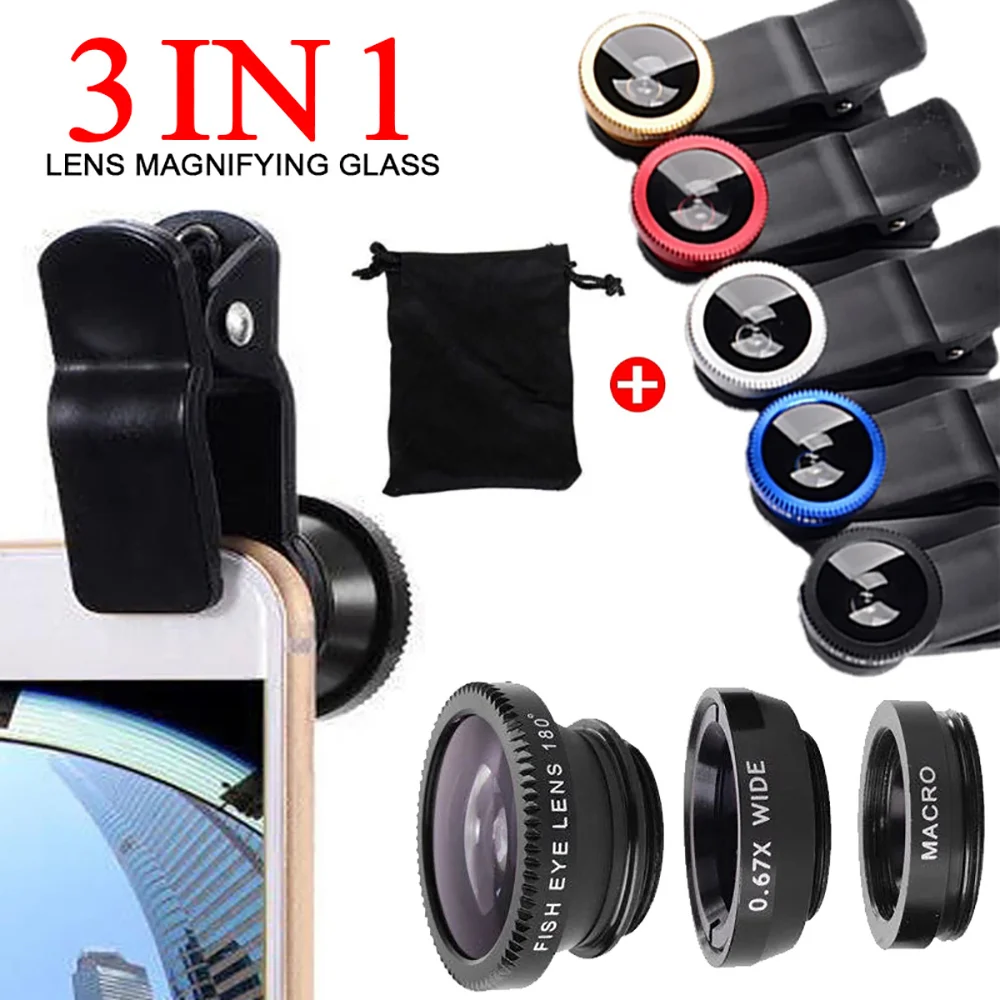 3-in-1 clip-on phone lens kit
