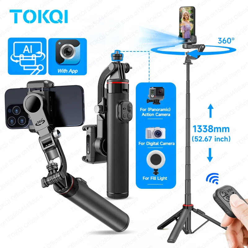 TOKQI C22 AI face tracking handheld gimbal stabilizer with tripod mode