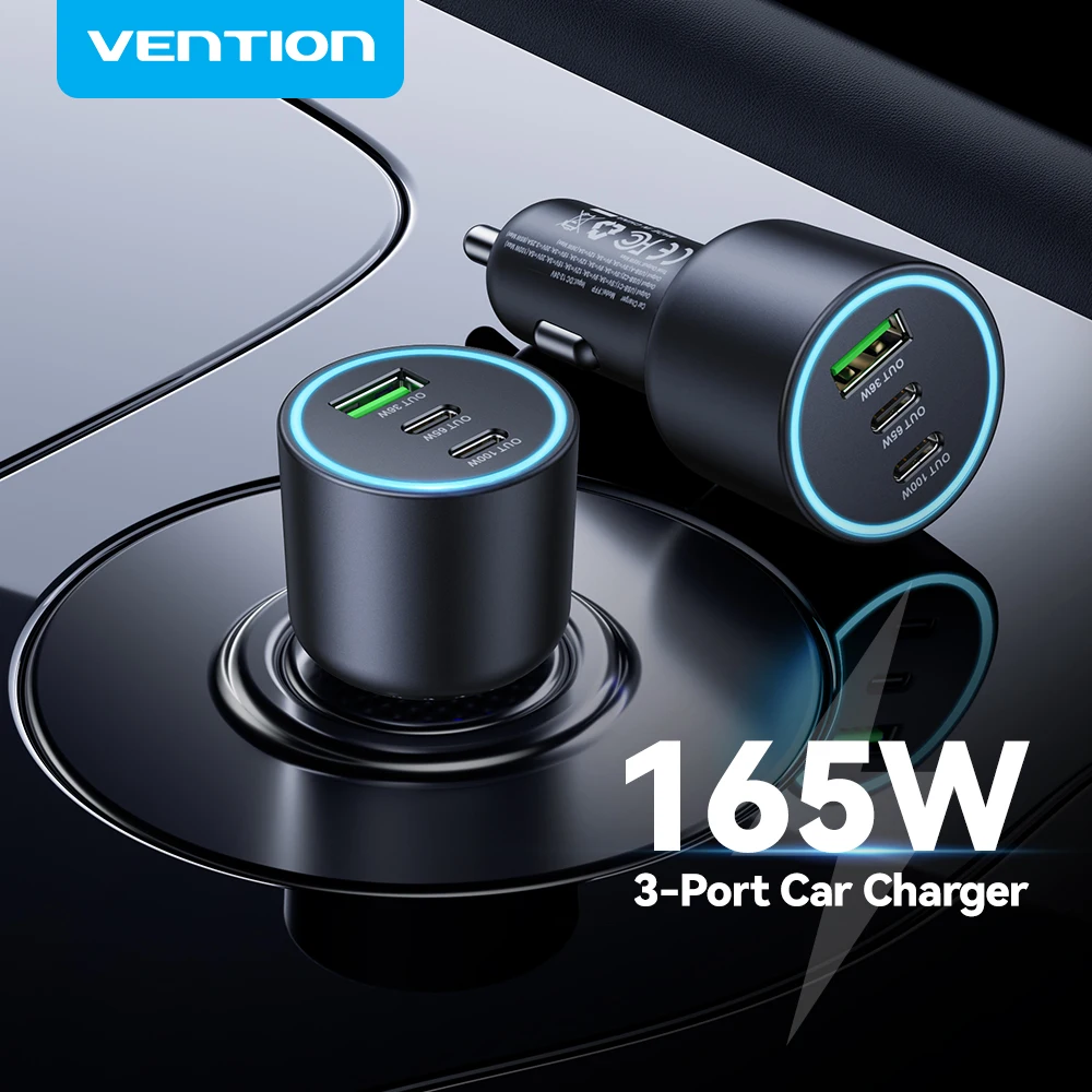 Vention 165W 3-port USB-C car charger