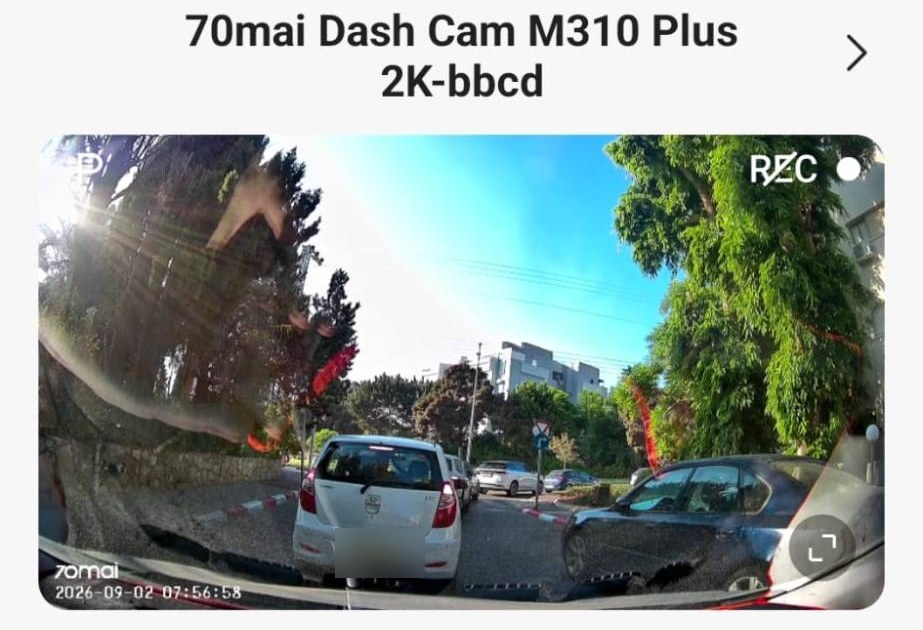 70mai app live view from the M310 Plus (license plate blurred)