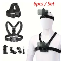 Action Camera Head & Chest Strap Kit (6 pcs)